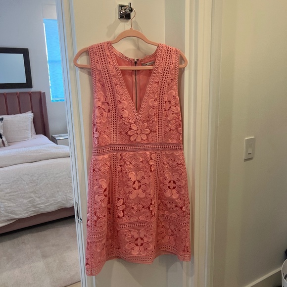 ALICE and OLIVIA Zula Lace Blossom Pink Dress - Picture 4 of 4